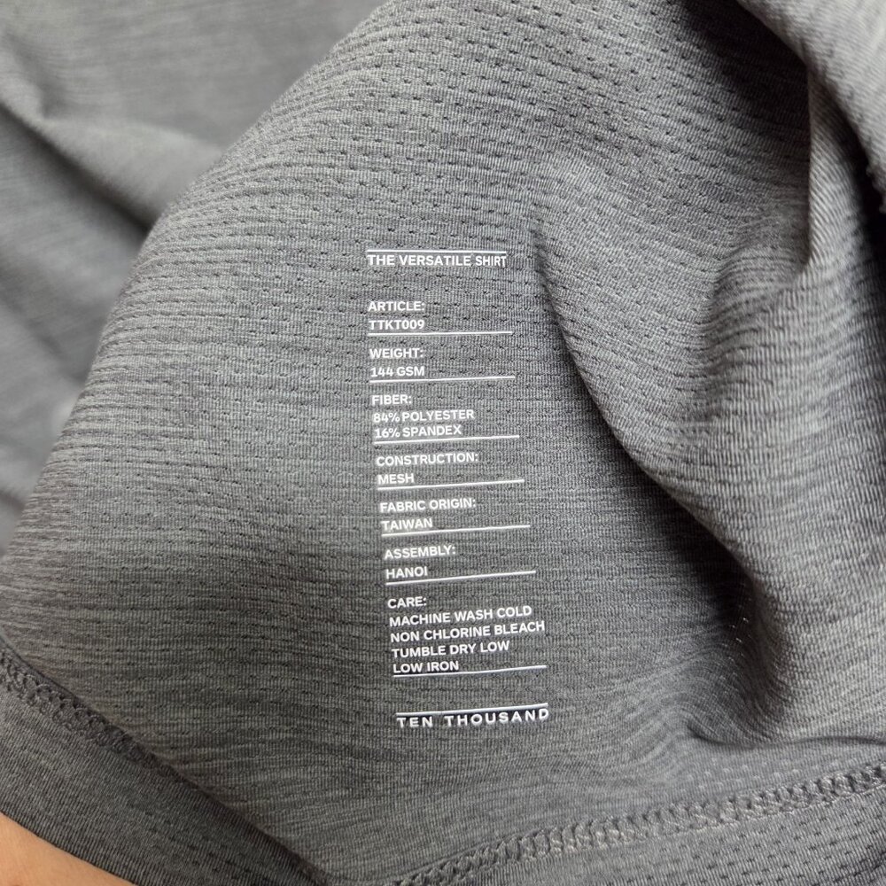 Ten Thousand Shirt Mens XL Grey Versatile Performance Tee Short Sleeve - Picture 8 of 8